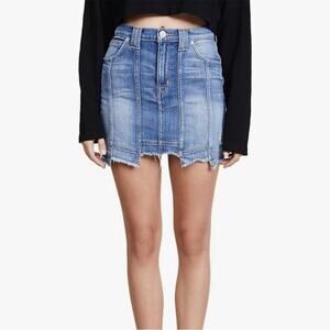 Hudson Weekender Step Hem Distressed Jean Mini Skirt size 26